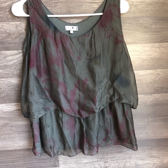 H Trend Made in Italy Silk Floral Layered Tank M - Picture 2 of 5